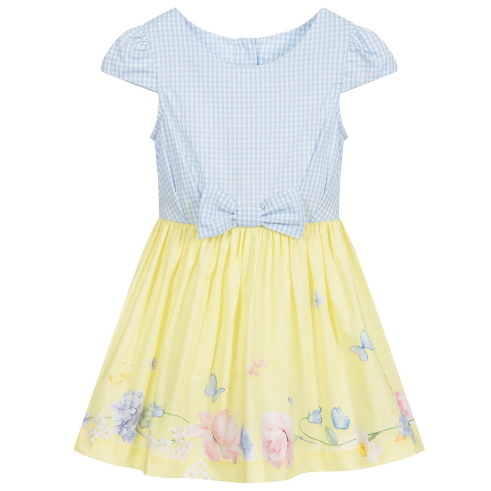 Lapin House - Baumwollkleid in Gelb und Blau | Childrensalon