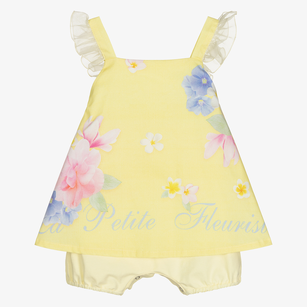 Lapin House - Желтое платье с цветами для малышей | Childrensalon