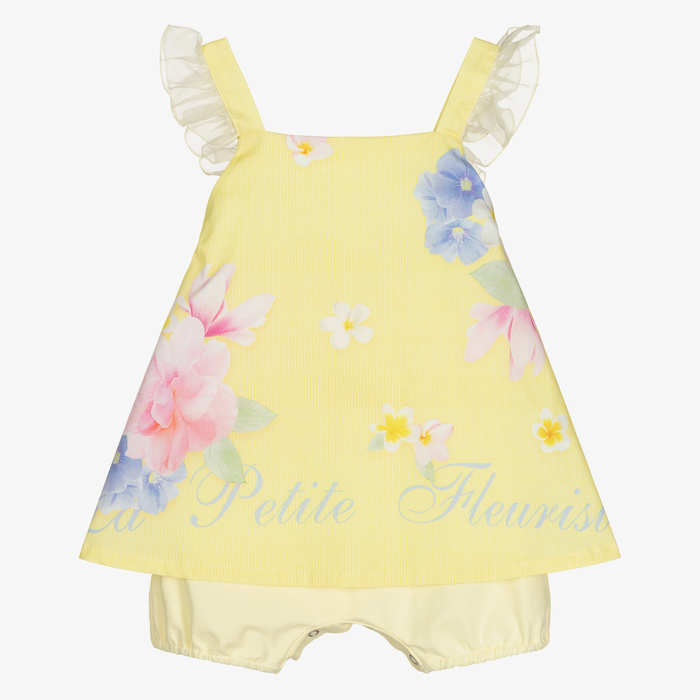 Lapin House - Robe jaune à fleurs Bébé | Childrensalon