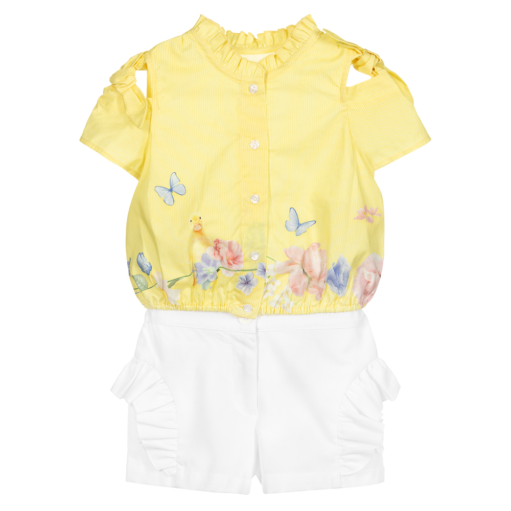 Lapin House - Shorts-Set in Gelb und Weiß | Childrensalon
