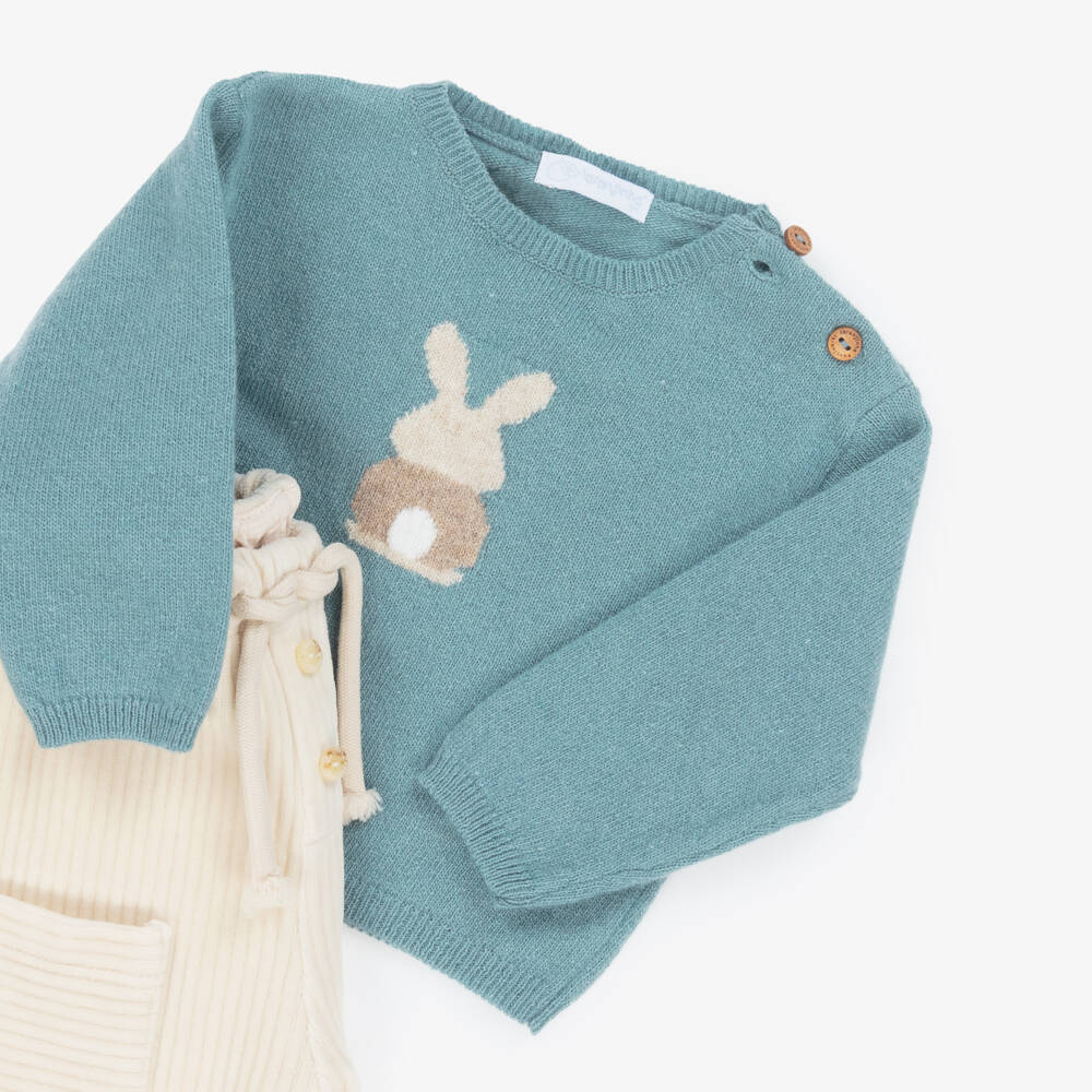 Laranjinha-Baby Boys Blue & Beige Velour Trousers Set | Childrensalon Outlet