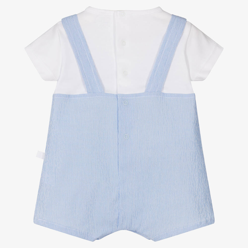 Laranjinha-Baby Boys Blue Checked Cotton Shortie | Childrensalon Outlet