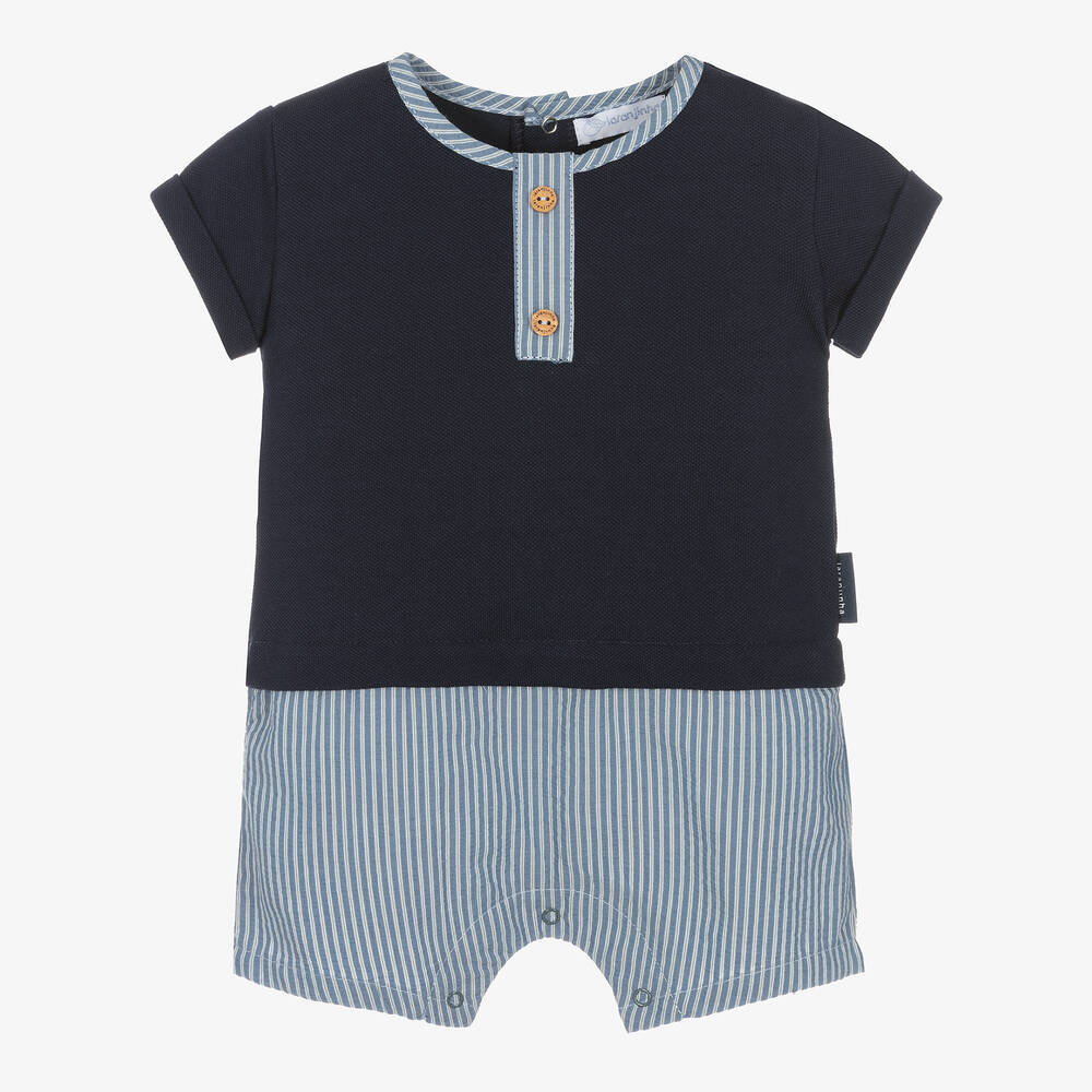 Laranjinha-Baby Boys Blue Cotton Shortie | Childrensalon Outlet