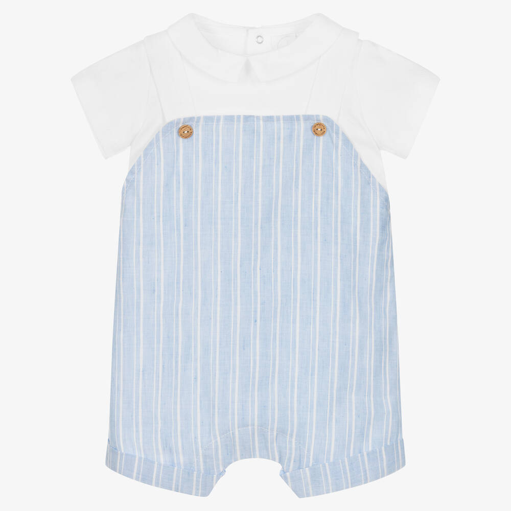 Laranjinha - Baby Boys Blue & White Striped Shortie | Childrensalon