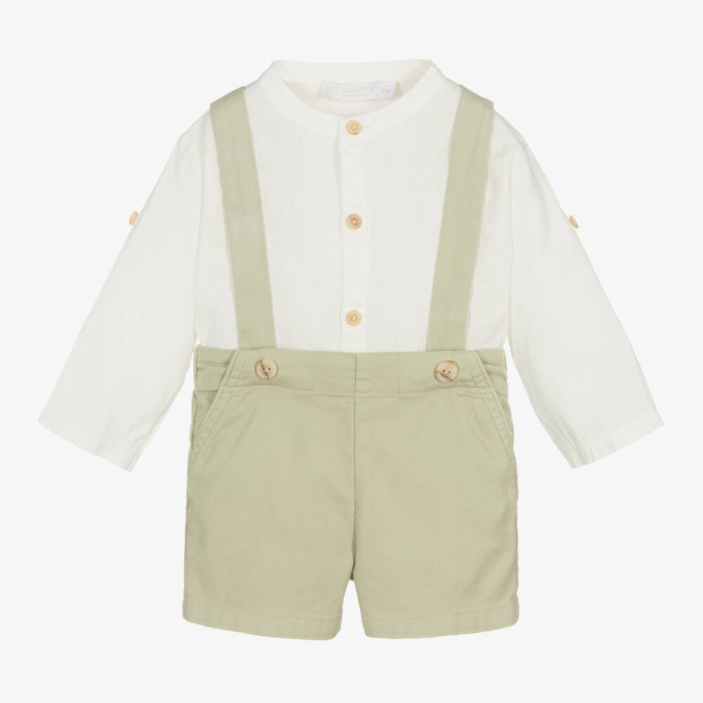 Laranjinha-Baby Boys Cotton & Linen Shorts Set | Childrensalon Outlet
