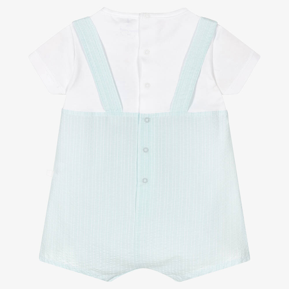 Laranjinha-Baby Boys Green Checked Cotton Shortie | Childrensalon Outlet