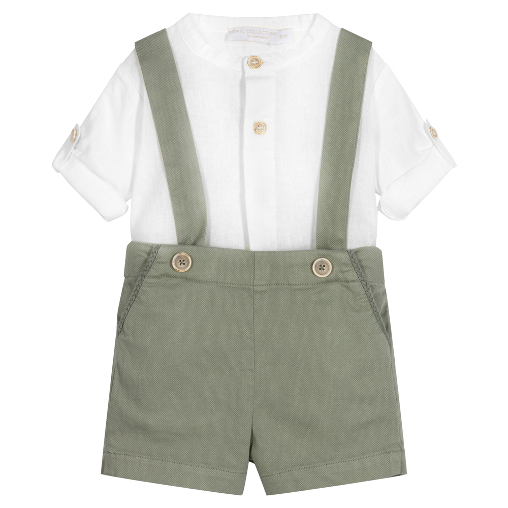 Шик от Laranjinha-Топ и зеленые шорты для малышей | Childrensalon Outlet