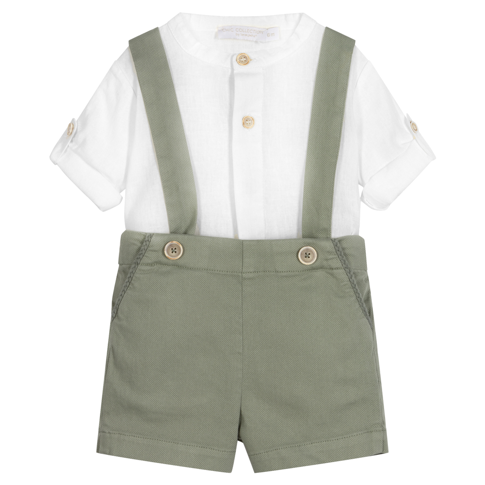 Chic by Laranjinha - Grünes Shorts-Set für Babys (J) | Childrensalon