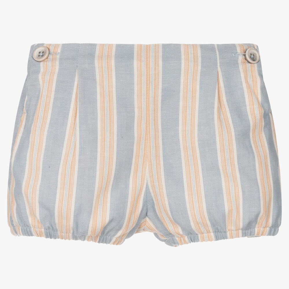Laranjinha-Baby Boys Ivory & Blue Striped Shorts Set | Childrensalon Outlet