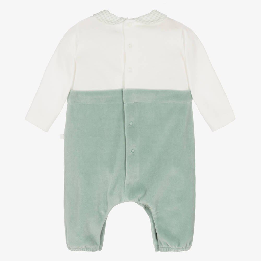 Laranjinha-Кремово-зеленый ромпер из велюра | Childrensalon Outlet