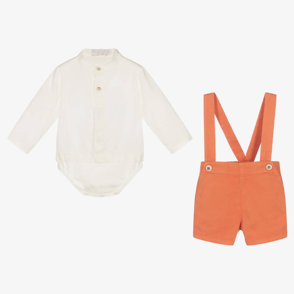 Laranjinha-Кремовое боди и оранжевые шорты | Childrensalon Outlet
