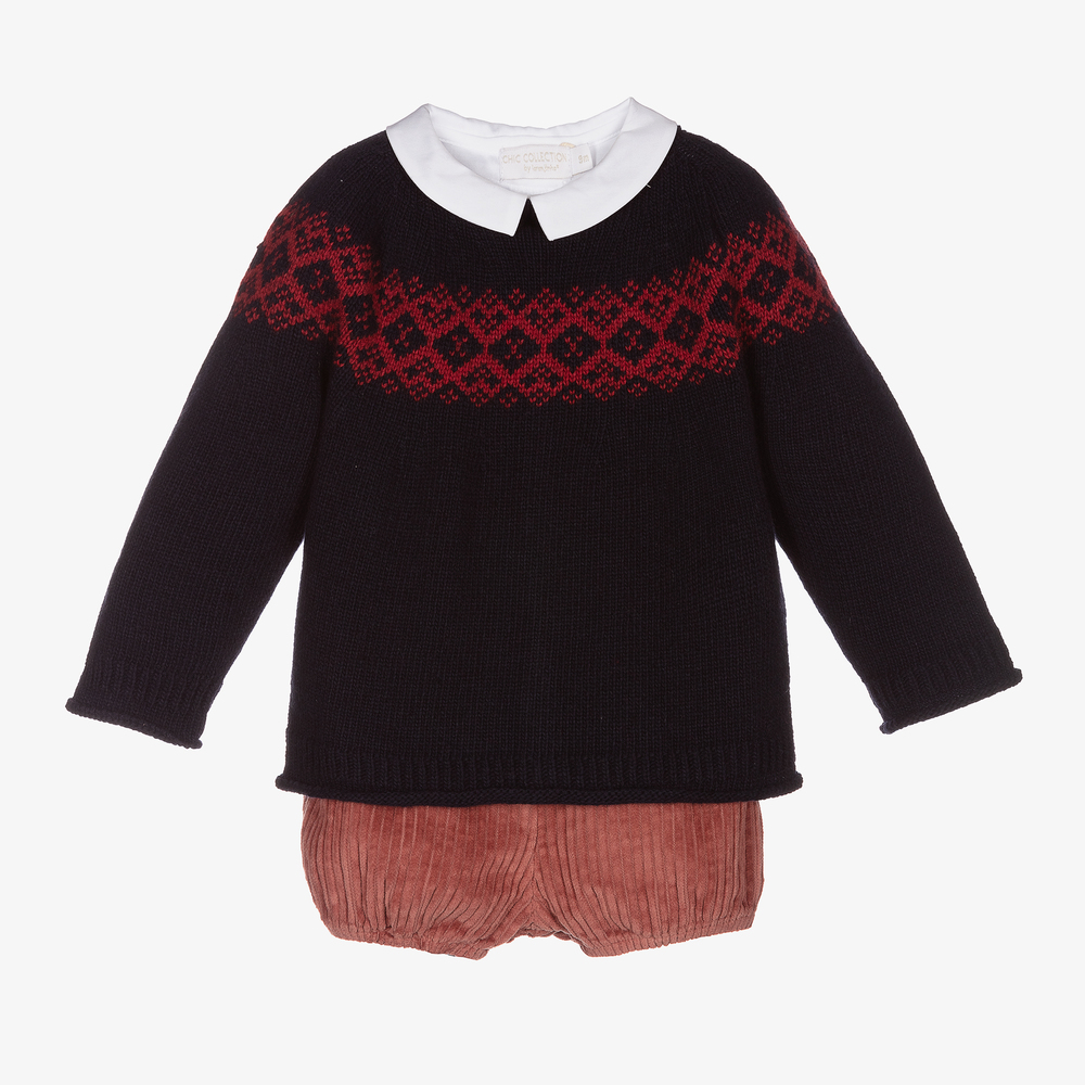 Laranjinha - Комплект с красными вельветовыми шортами для мальчиков | Childrensalon