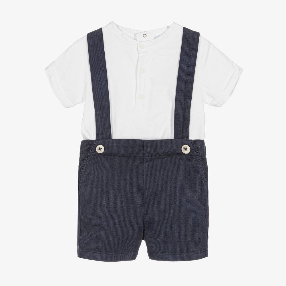 Laranjinha - Ensemble short bleu et blanc bébé | Childrensalon