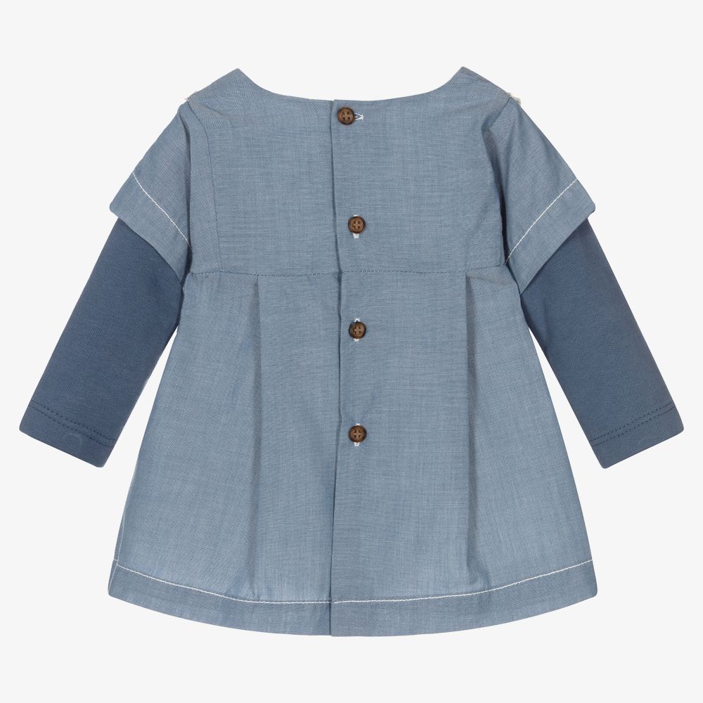 Laranjinha-Baby Girls Blue Chambray Dress | Childrensalon Outlet