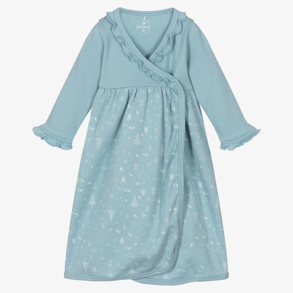 Laranjinha - Baby Girls Blue Cotton Dress | Childrensalon