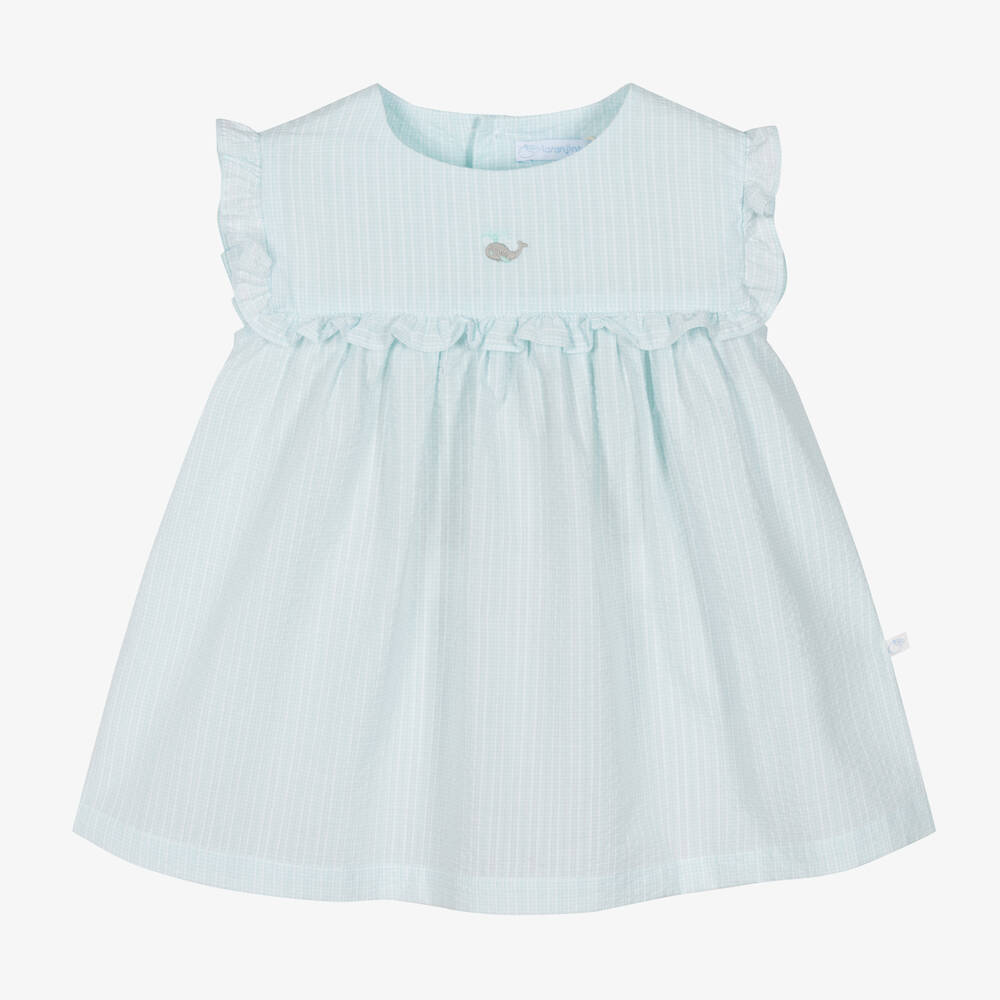 Laranjinha - Baby Girls Blue Seersucker Dress | Childrensalon