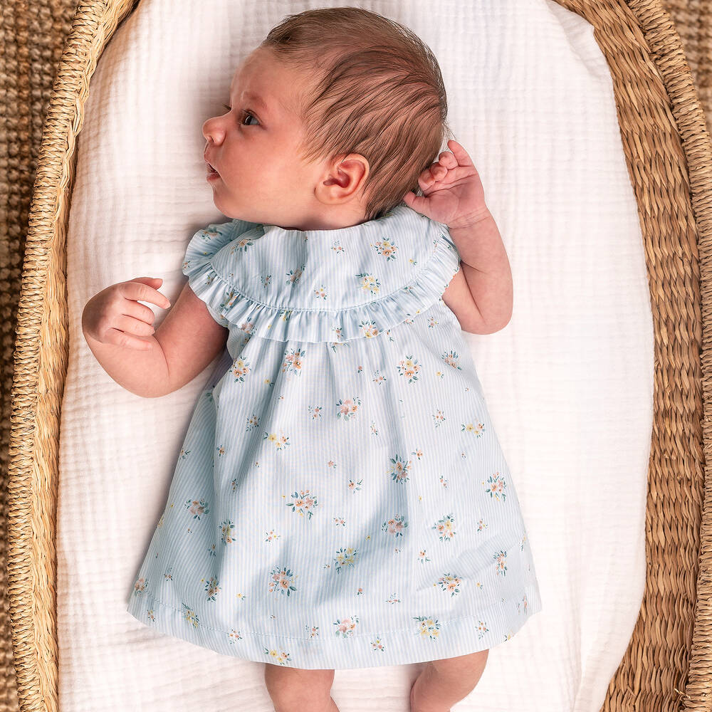 Blue and white outlet striped baby dress