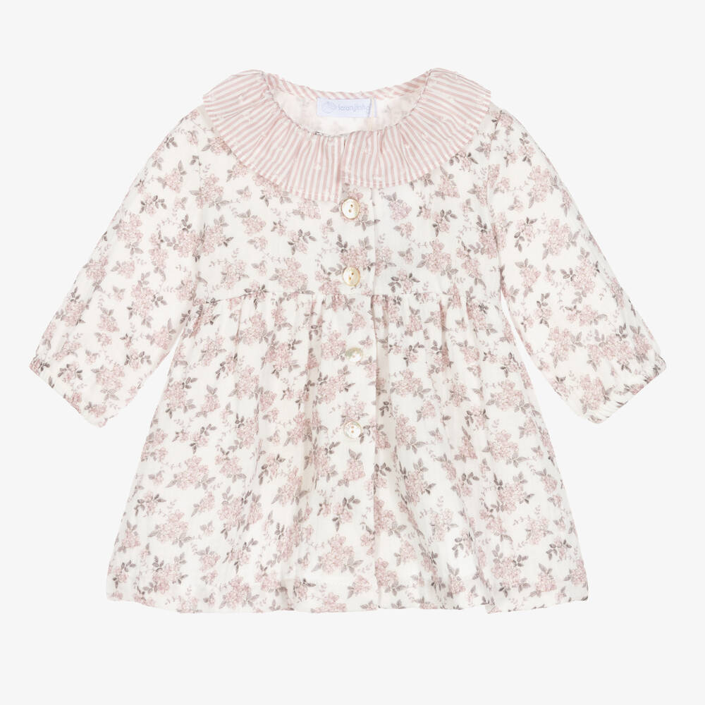 Laranjinha - Blumen-Baumwollkleid (M) | Childrensalon