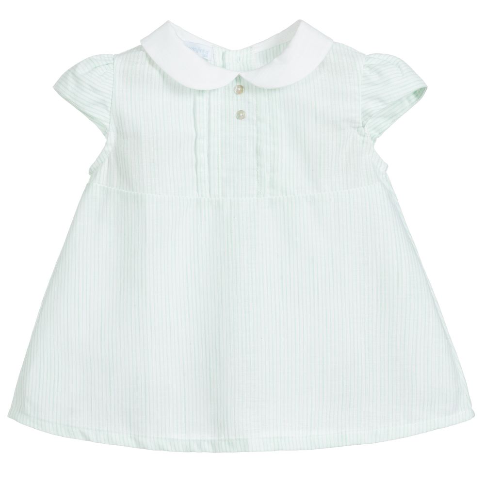 Laranjinha - Baby Girls Green Cotton Dress | Childrensalon