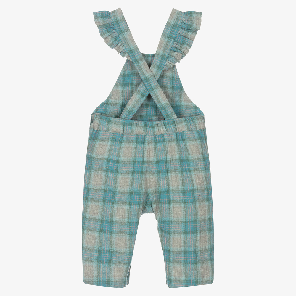 لارانجينا-Baby Girls Grey Check Dungarees | Childrensalon Outlet