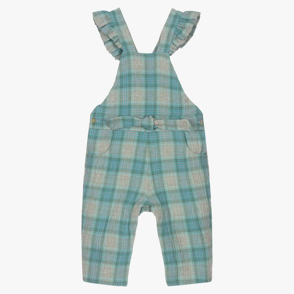 Laranjinha - Baby Girls Grey Check Dungarees | Childrensalon