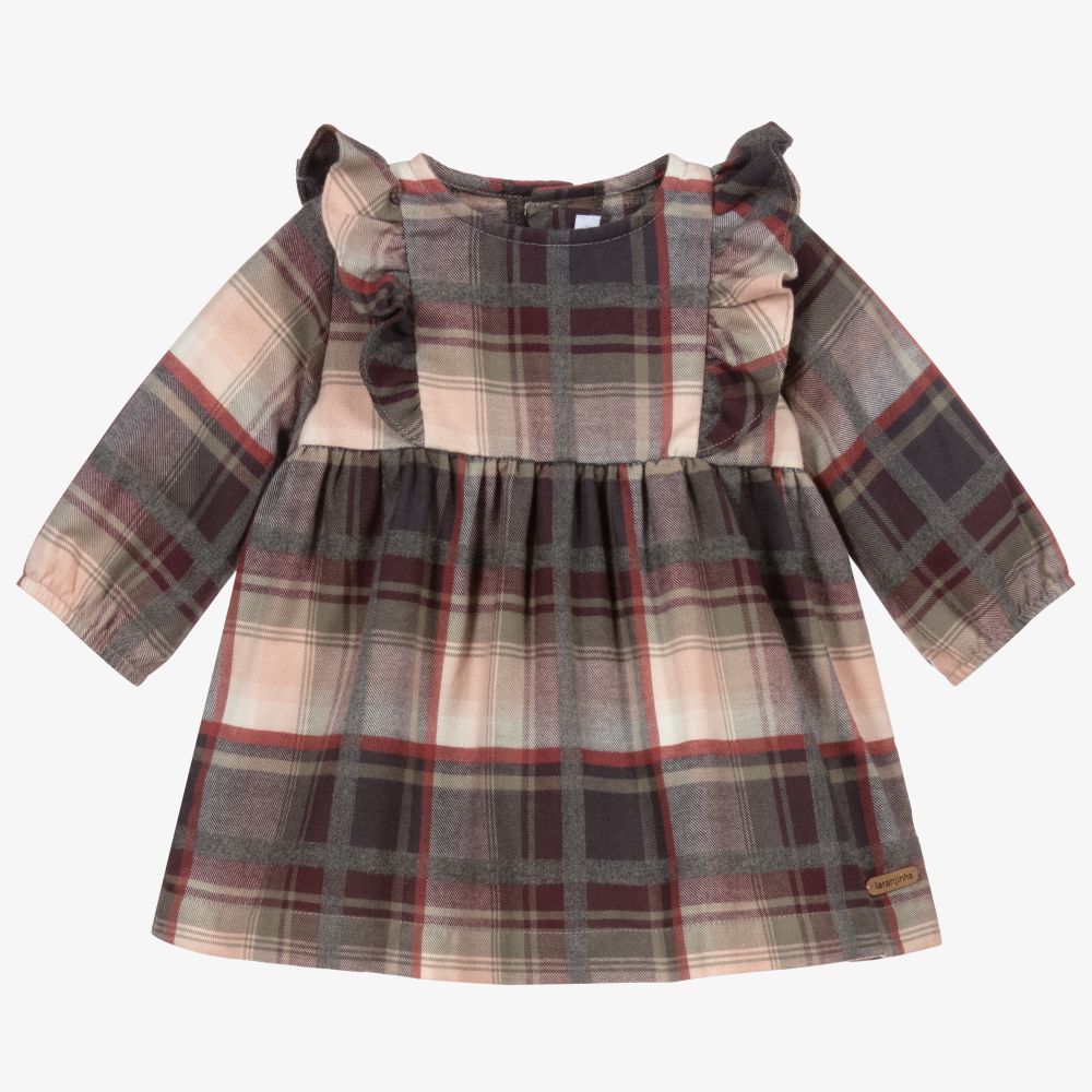 Laranjinha - Baby Girls Grey Checked Dress | Childrensalon