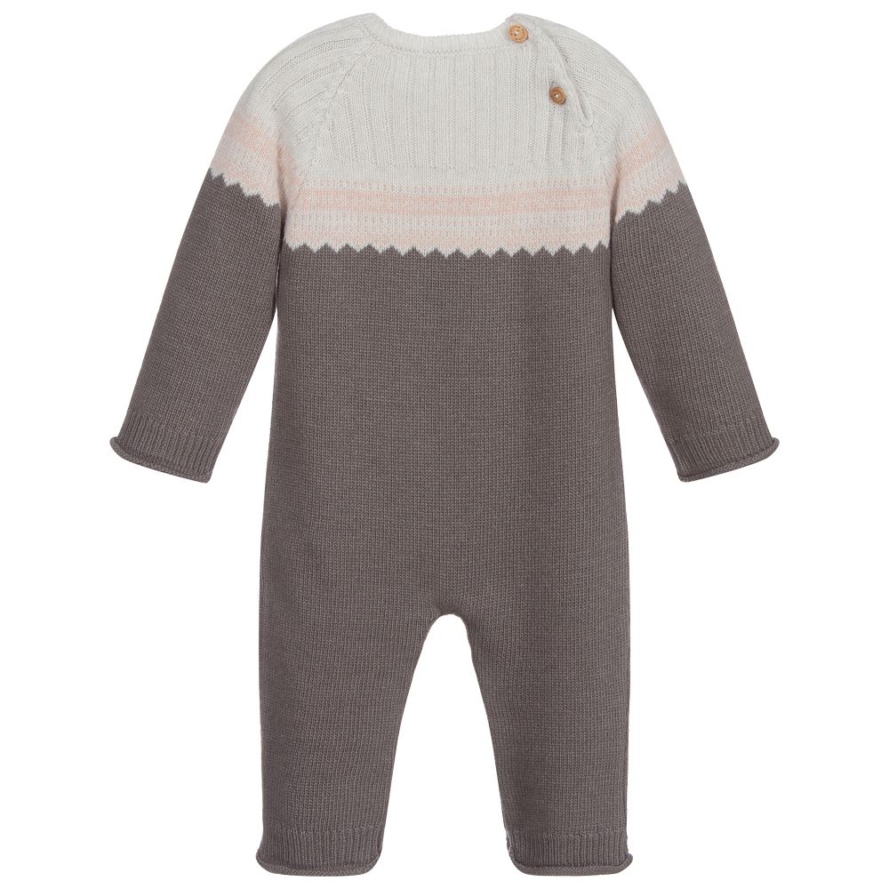 Laranjinha Baby Girls Grey Romper Suit Childrensalon Outlet