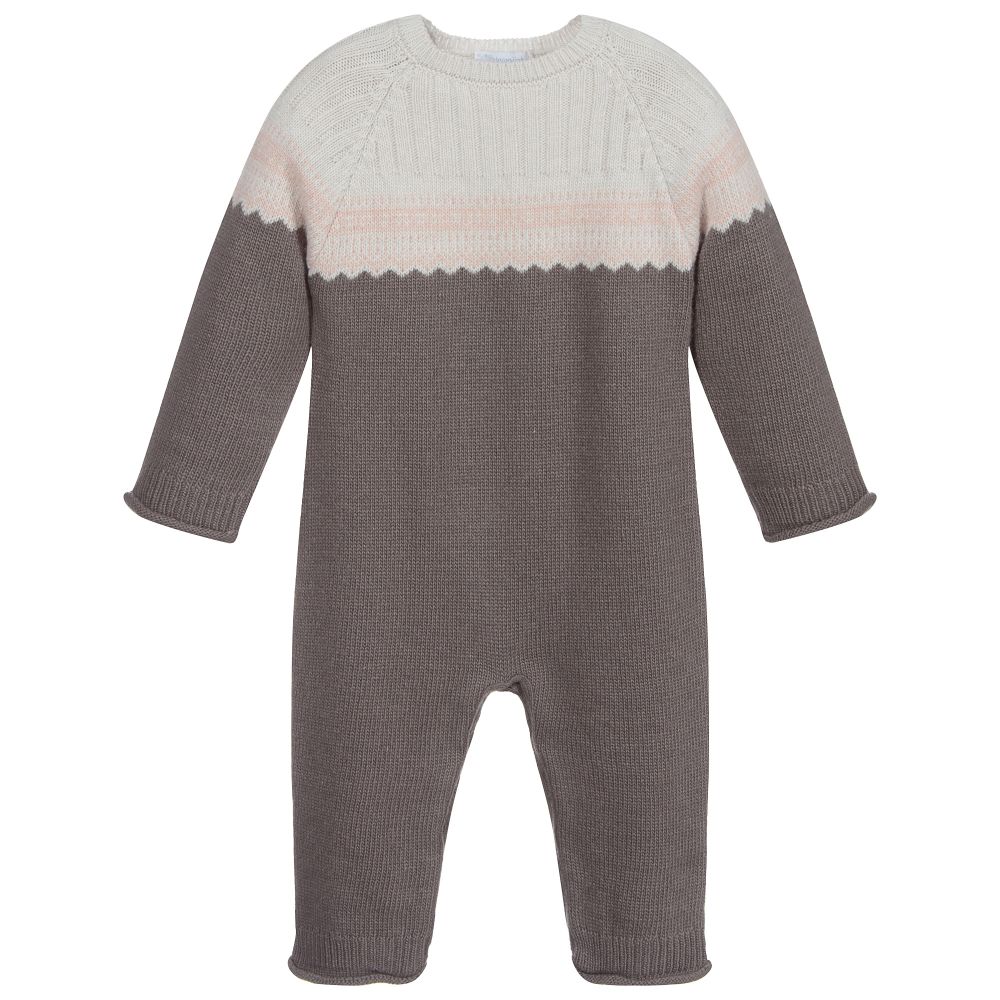 Laranjinha - Baby Girls Grey Romper Suit | Childrensalon