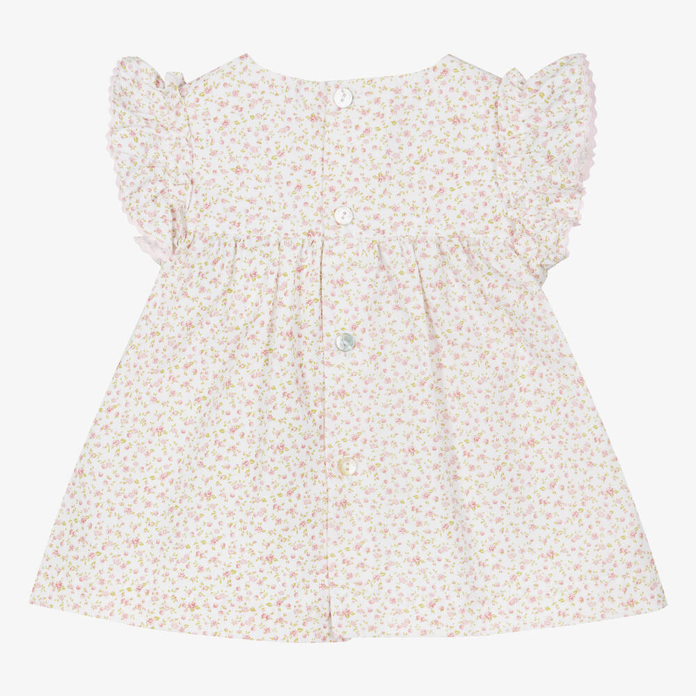 Laranjinha-Baby Girls Ivory Cotton Floral Dress | Childrensalon Outlet