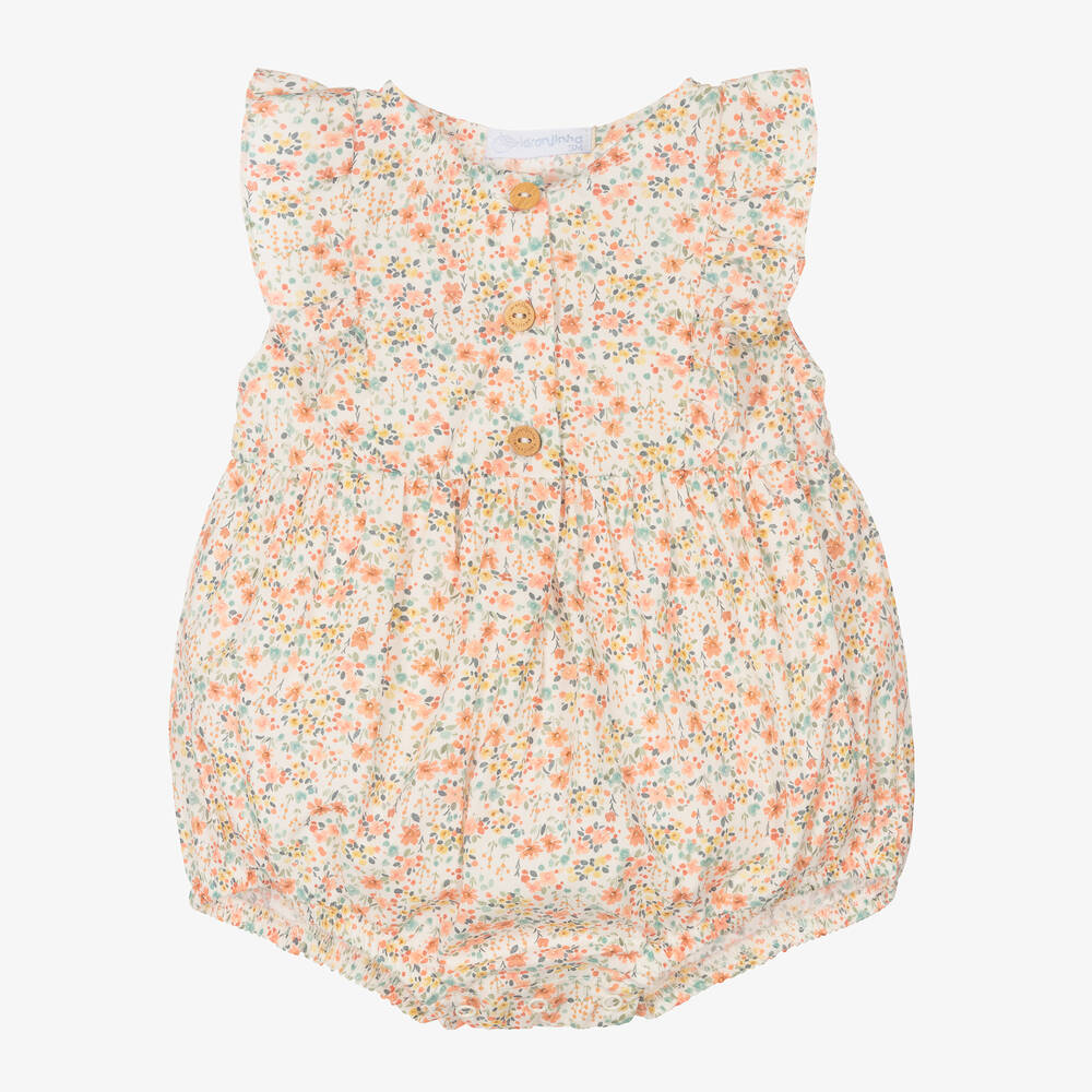 Laranjinha-Кремовый песочник из хлопка в цветочек для малышек | Childrensalon Outlet