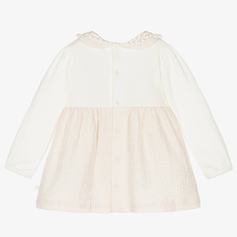 Laranjinha-Baby Girls Ivory & Pink Cotton Dress | Childrensalon Outlet