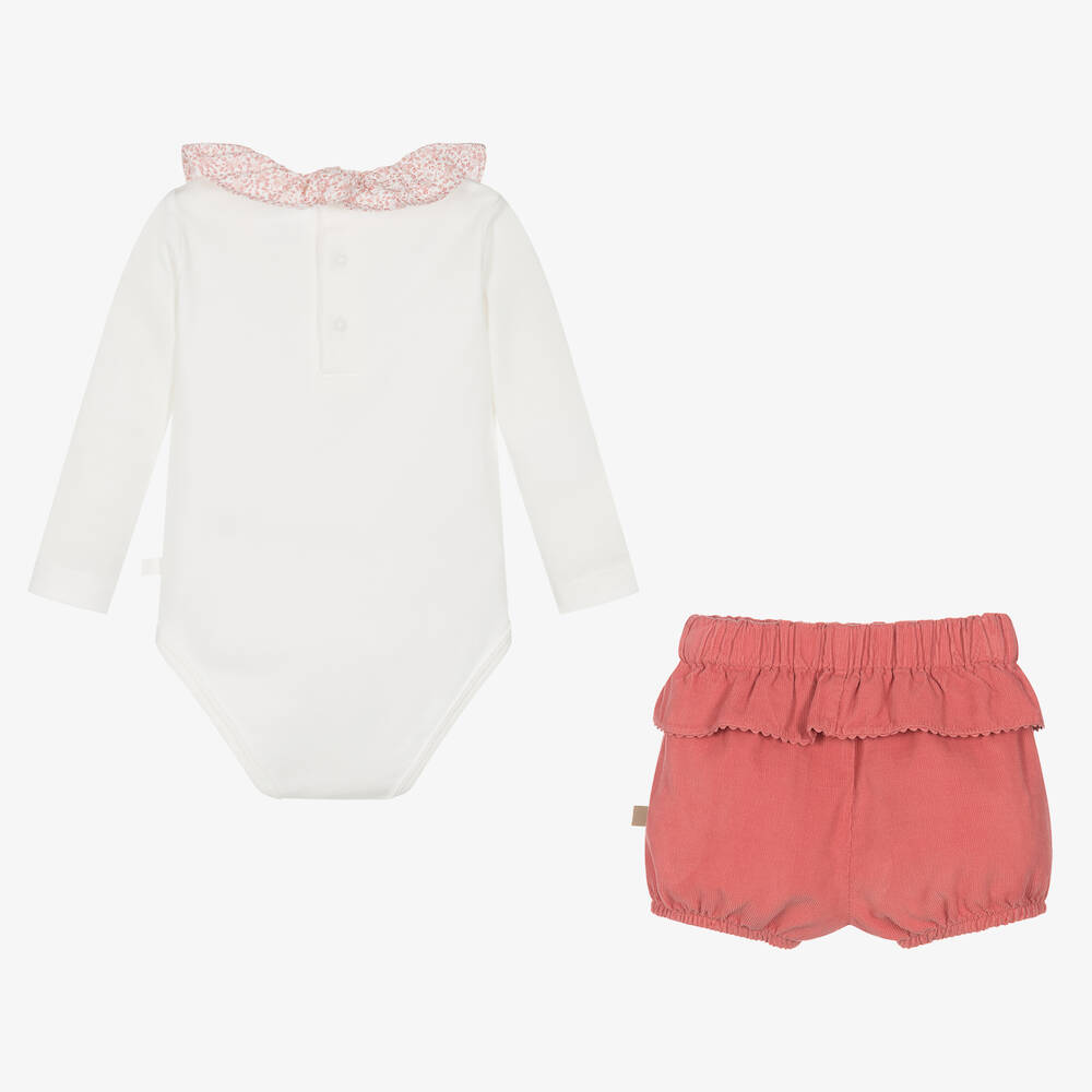 Chic by Laranjinha-Baby Girls Ivory & Pink Shorts Set | Childrensalon Outlet