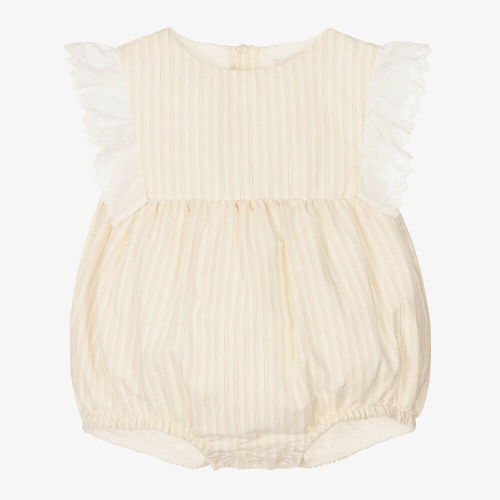 Laranjinha - Baby Girls Ivory Striped Shortie | Childrensalon