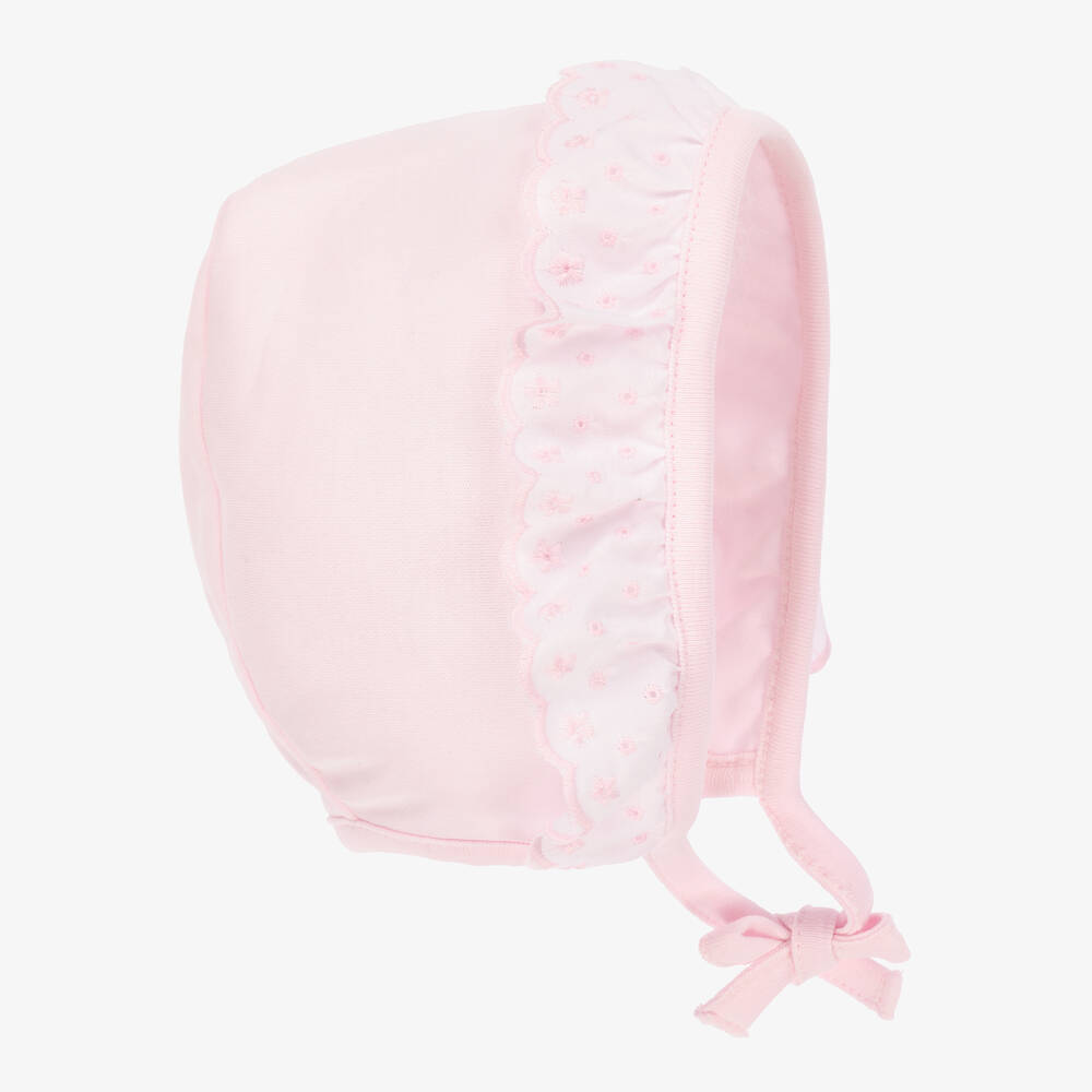 Laranjinha - Baby Girls Pale Pink Cotton Bonnet | Childrensalon