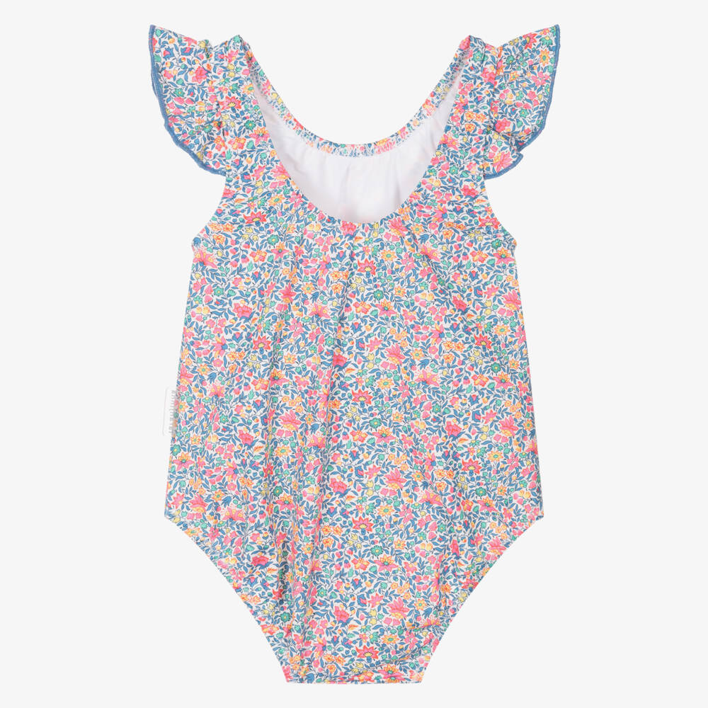 Laranjinha-Baby Girls Pink & Blue Floral Liberty Print Swimsuit | Childrensalon Outlet