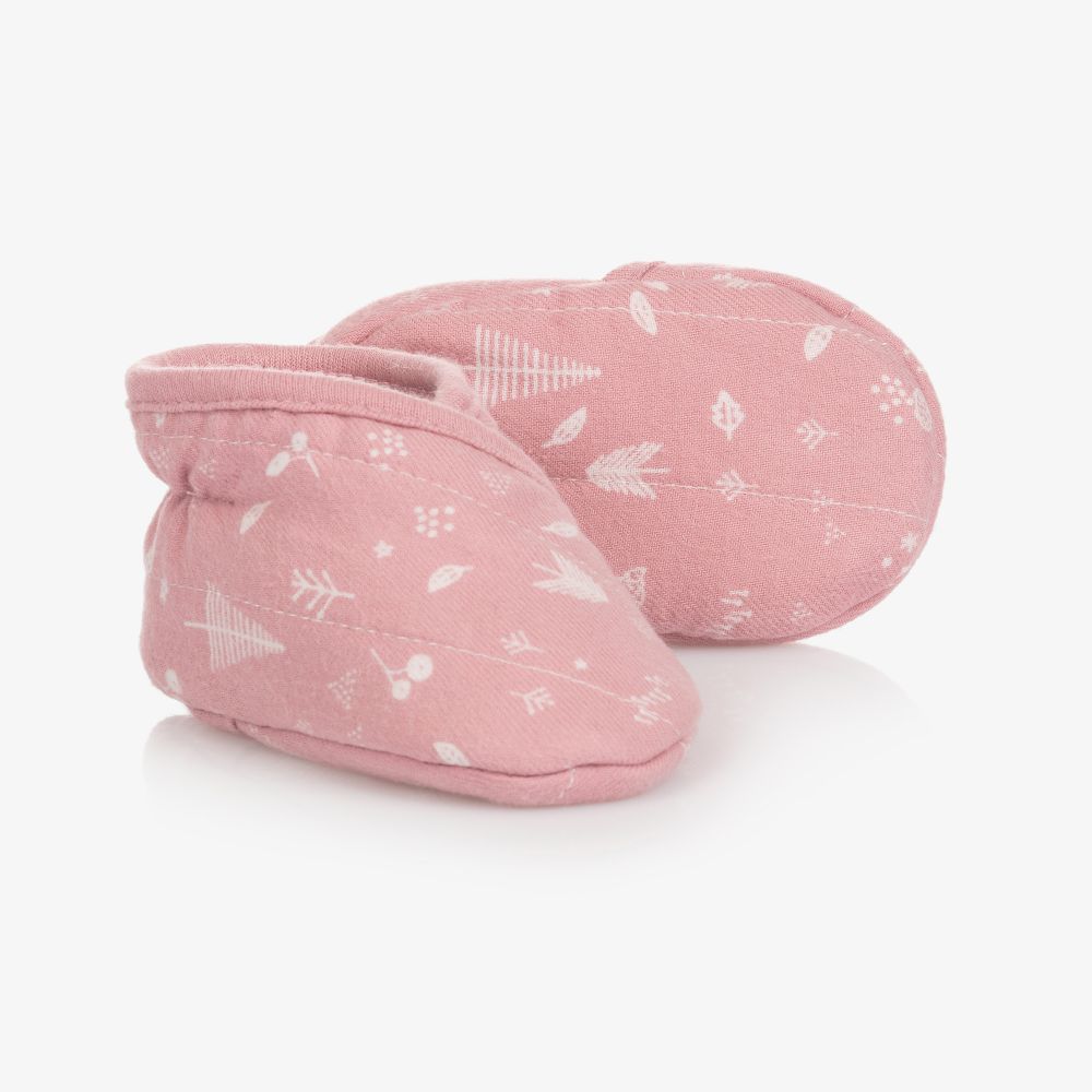 Laranjinha - Baby Girls Pink Cotton Booties | Childrensalon