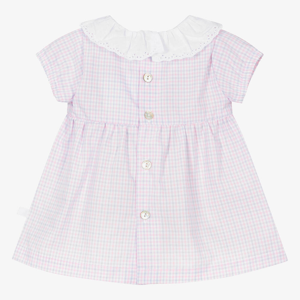 Laranjinha-Baby Girls Pink Cotton Checked Dress | Childrensalon Outlet