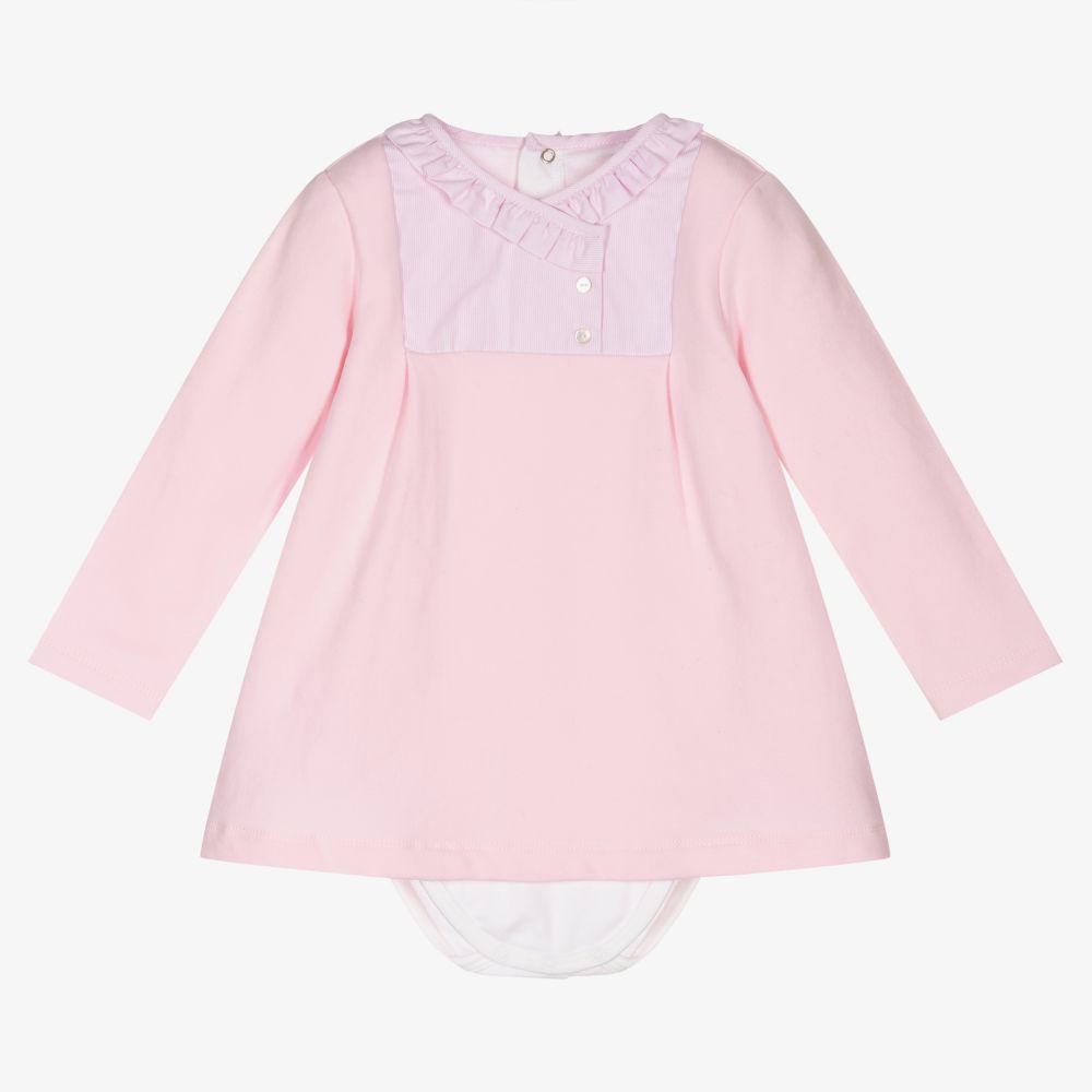 Laranjinha - Baby Girls Pink Cotton Dress | Childrensalon