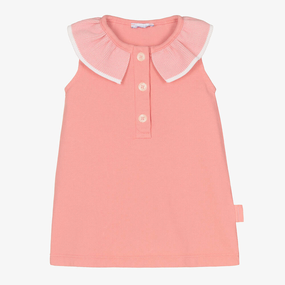 Laranjinha - Baby Girls Pink Cotton Piqué Dress | Childrensalon