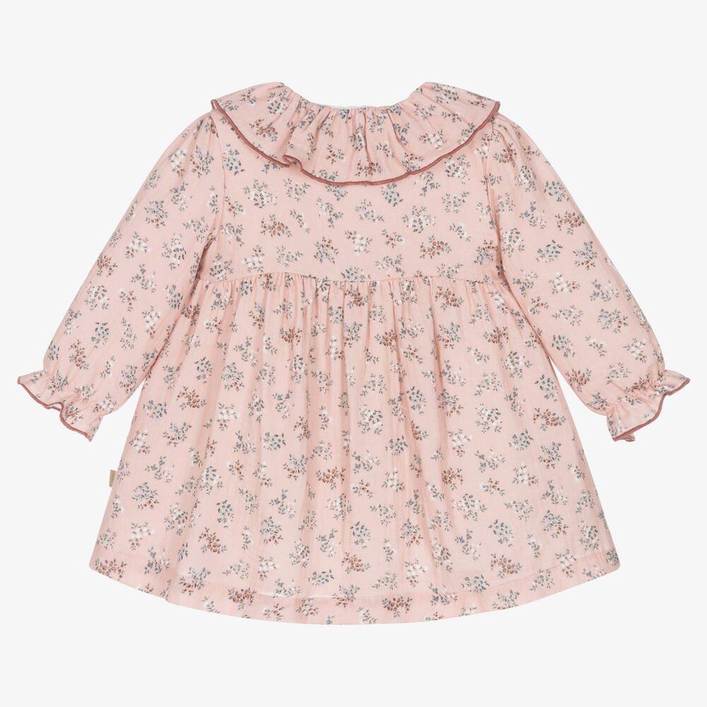 Laranjinha-Baby Girls Pink Floral Cotton Dress | Childrensalon Outlet