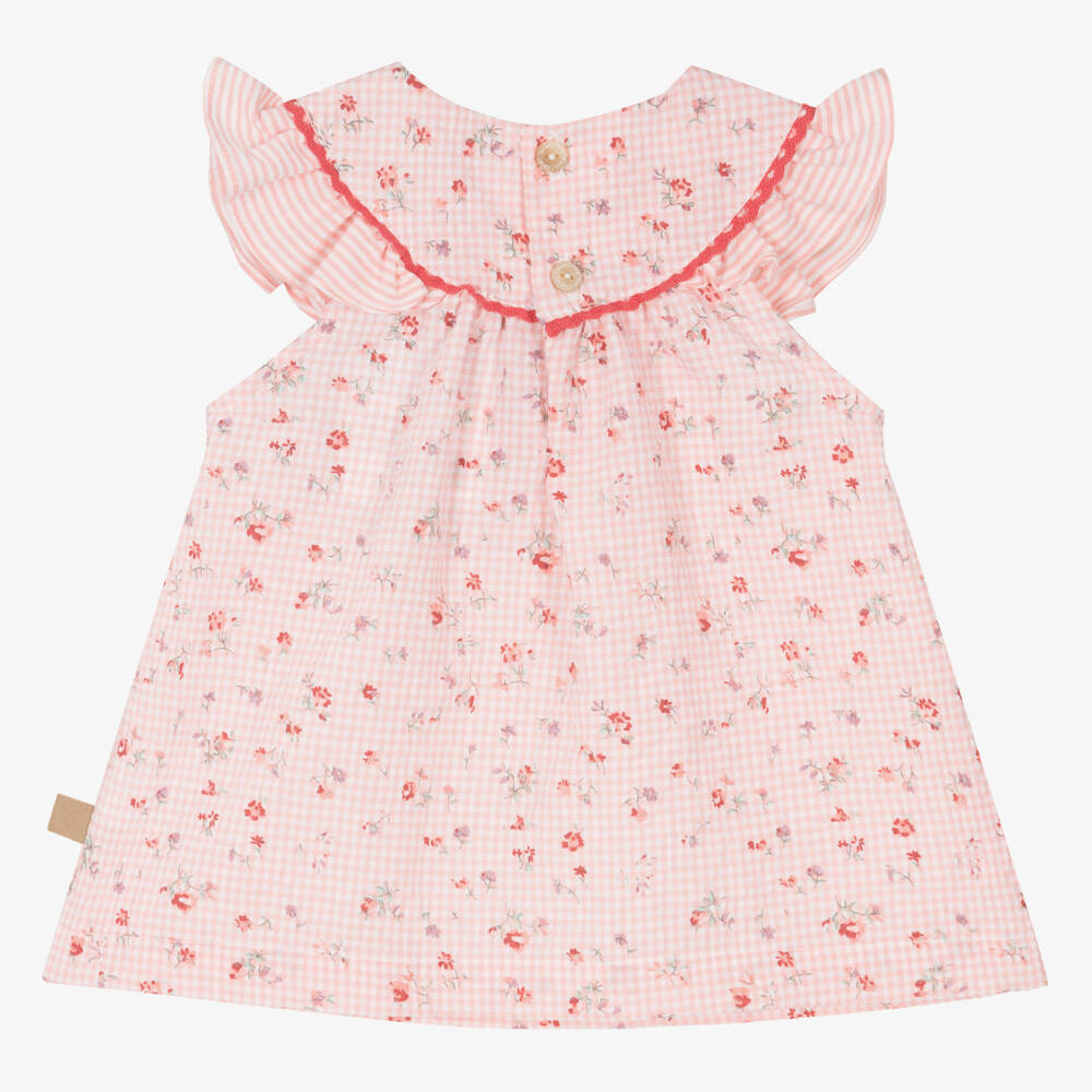 Laranjinha-Baby Girls Pink Floral Seersucker Dress | Childrensalon Outlet