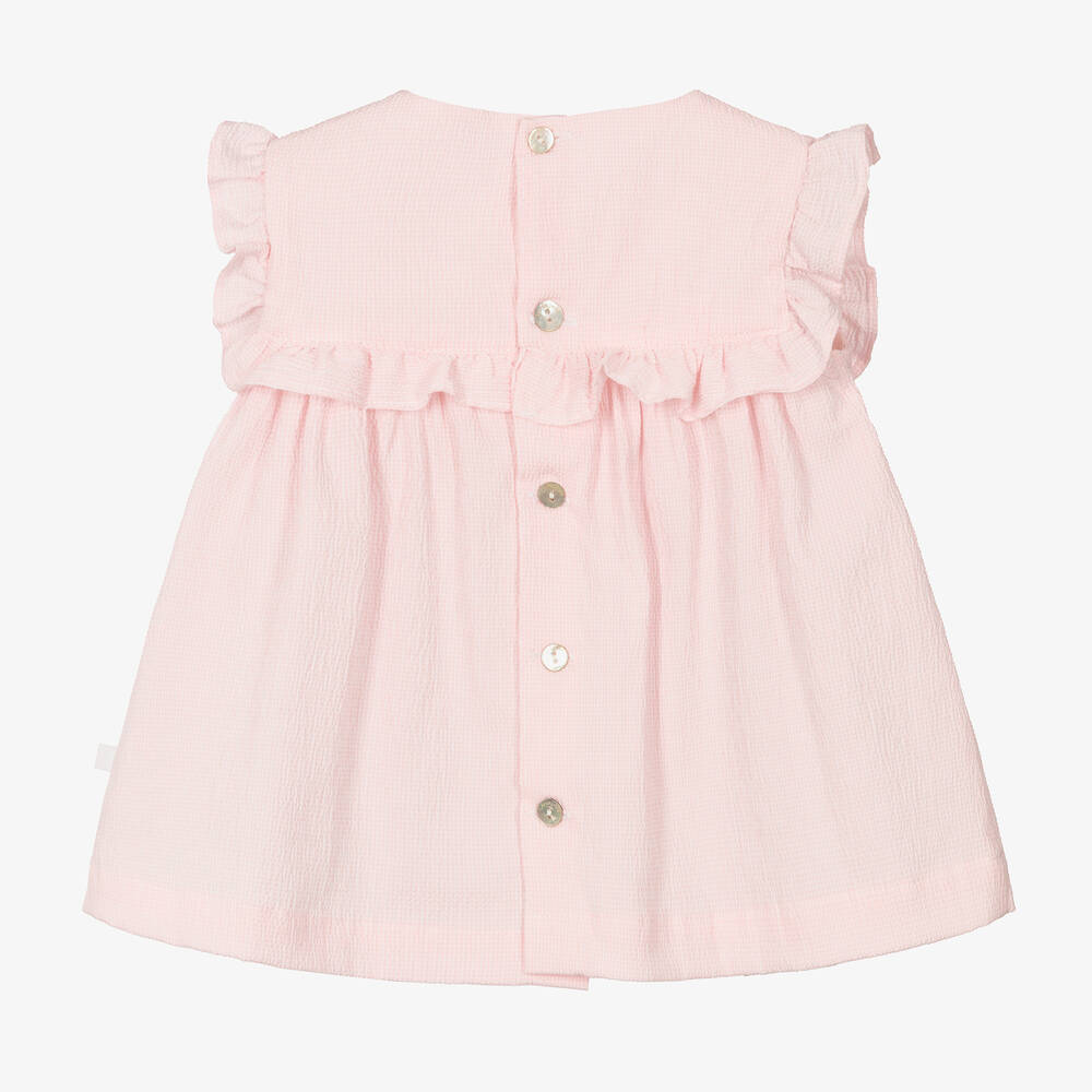 Laranjinha-Baby Girls Pink Seersucker Dress | Childrensalon Outlet