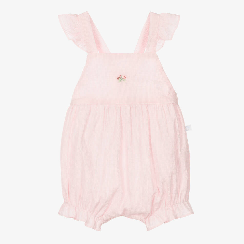 Laranjinha - Baby Girls Pink Seersucker Shortie | Childrensalon