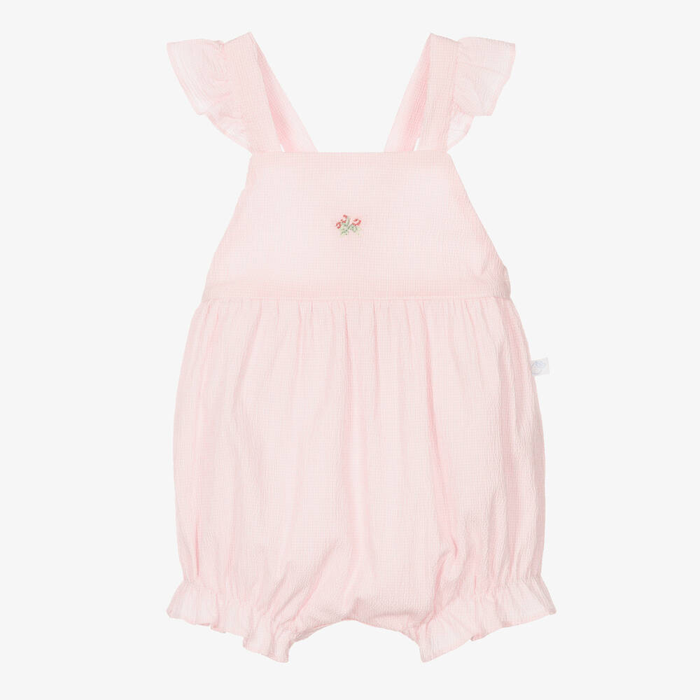 Laranjinha - Barboteuse rose en coton gaufré | Childrensalon