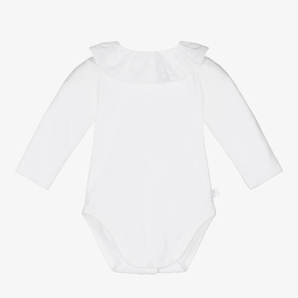Laranjinha - Baby Girls White Cotton Bodysuit | Childrensalon