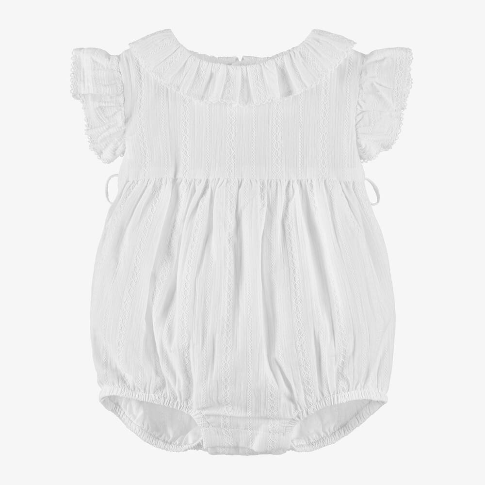 Laranjinha-Baby Girls White Cotton Shortie | Childrensalon Outlet