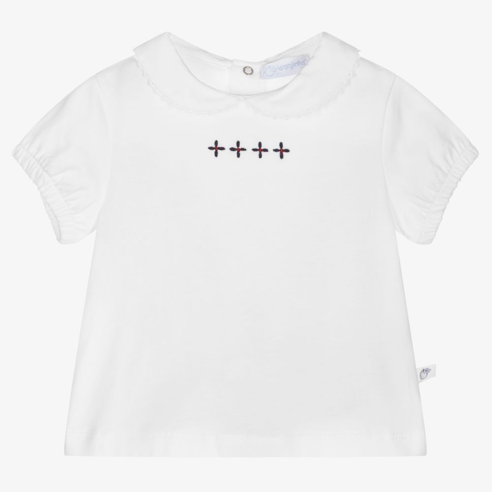 Laranjinha-Baby Girls White Cotton Top | Childrensalon Outlet