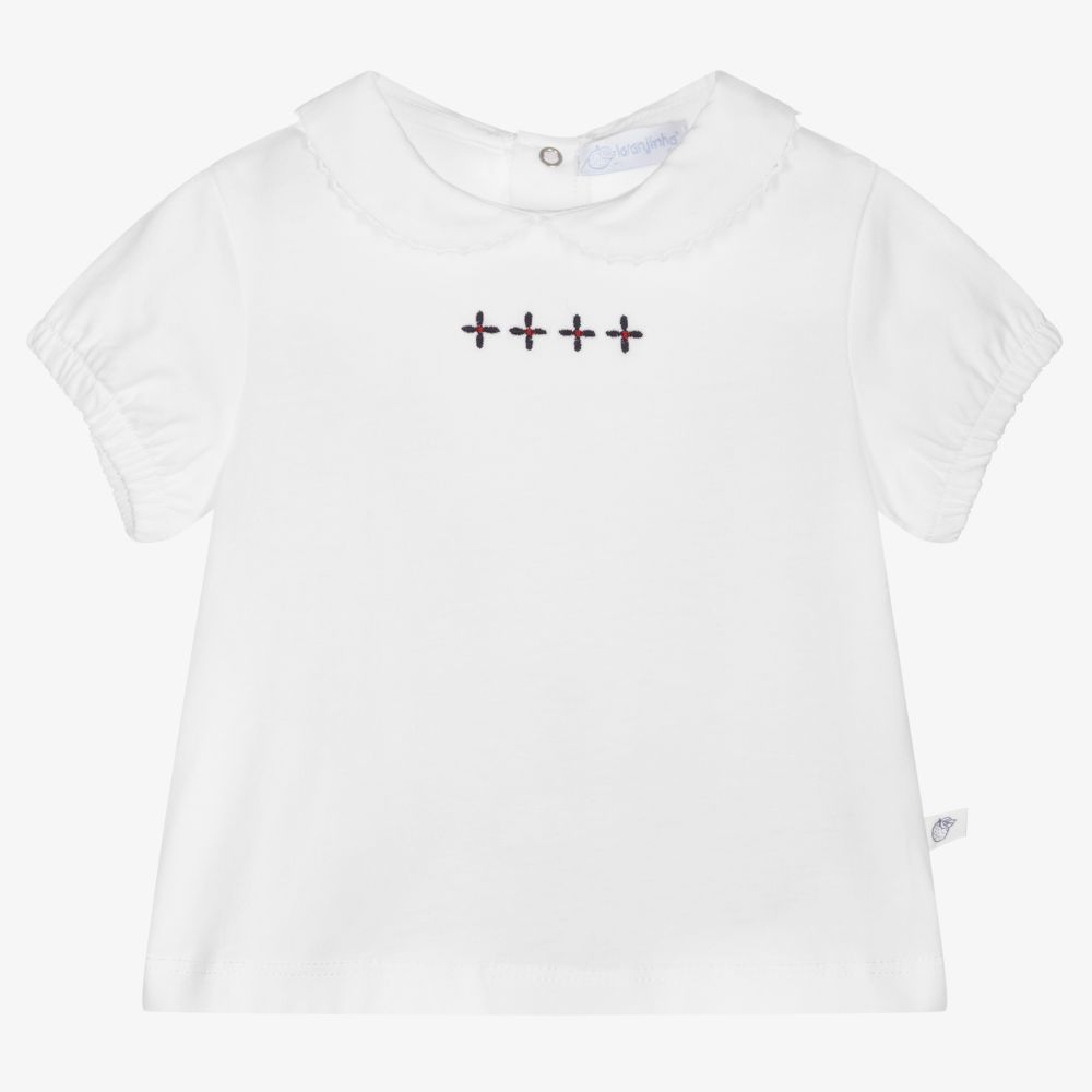 Laranjinha - Baby Girls White Cotton Top | Childrensalon