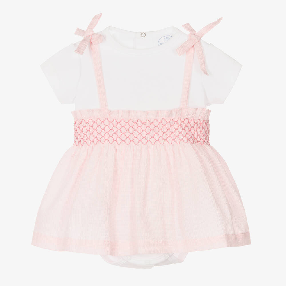 Laranjinha - Baby Girls White & Pink Dress | Childrensalon