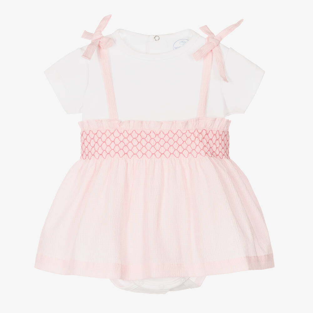 Laranjinha-Baby Girls White & Pink Dress | Childrensalon Outlet
